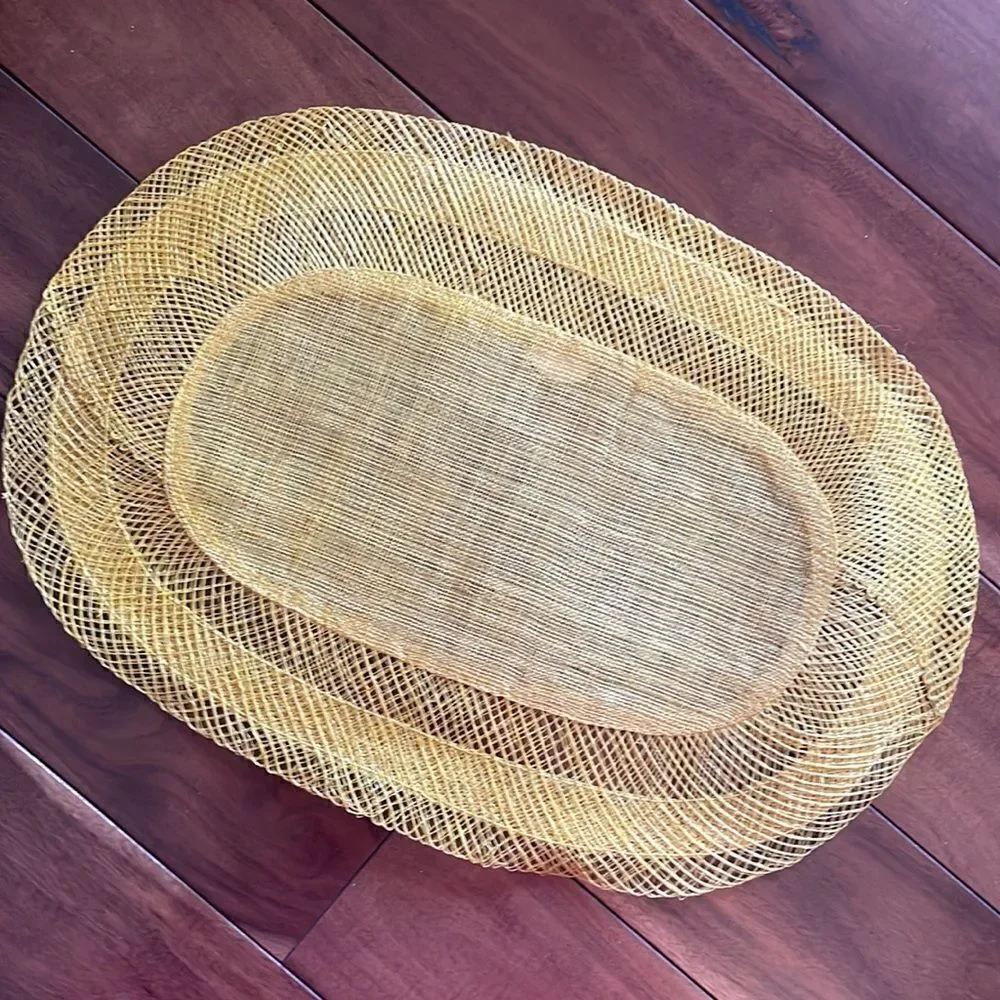 Set of 4 Vintage Bright Yellow Abaca Fiber Placemats